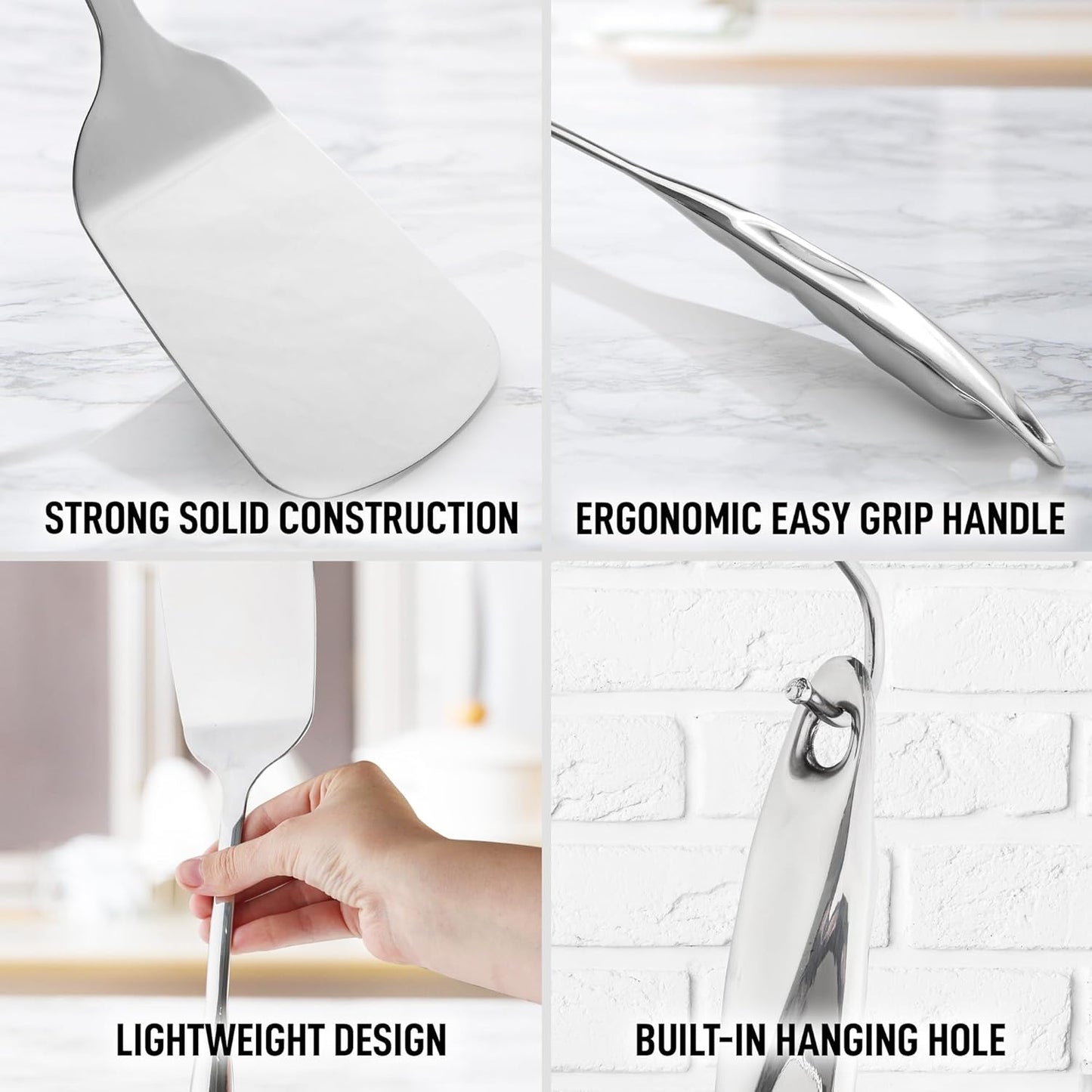 Zulay Kitchen Stainless Steel Spatula - 14.8” Heat-Resistant Metal Slotted Turner for Cooking, Frying & Grilling - Durable, Rust-Proof & Dishwasher Safe Kitchen Utensil for Everyday Use
