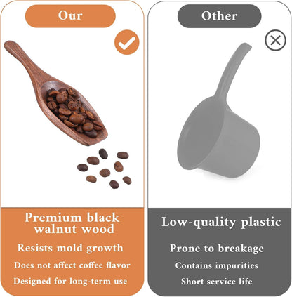 1 Tbsp Wooden Coffee Scoop – Black Walnut Solid Wood Measuring Spoon for Coffee, Tea, Baking & Bath Salts, Hand-Finished Rustic Kitchen Gadget for Canisters & Jars
