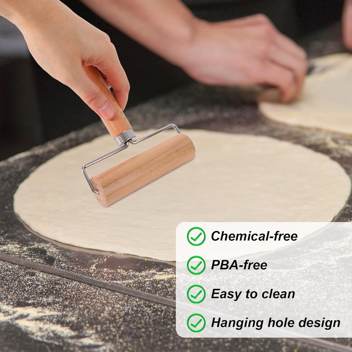 2pcs Hand Wooden Pastry Roller, 2 Size Non-Stick Small Mini Rolling Pins for Pizza Dough Pastry Bread Tortilla Cookies Pie Dumplings Easy Clean Kitchen Baking Tools for Home Cooking