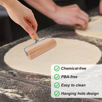 2pcs Hand Wooden Pastry Roller, 2 Size Non-Stick Small Mini Rolling Pins for Pizza Dough Pastry Bread Tortilla Cookies Pie Dumplings Easy Clean Kitchen Baking Tools for Home Cooking