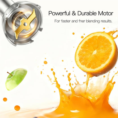 Megawise High-Power Hand Blender – 400W Max Power with Versatile 3-in-1 Attachments (Blending Shaft, Whisk, Chopper); Ergonomic Design with Adjustable Speed Control; Easy to Clean and Maintain (Black)