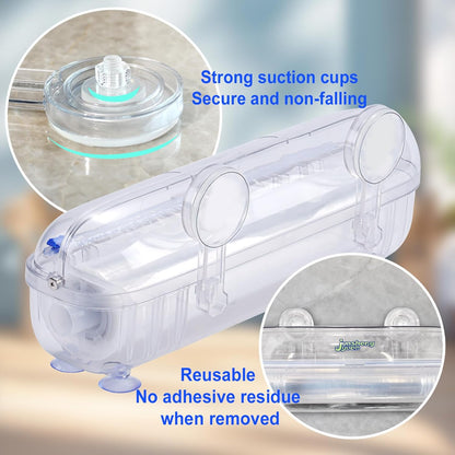 Refillable Plastic Wrap Dispenser with Slide Cutter Food Preservation Storage Set Reusable Dispenser - Nail-Free Wall Mounting/Countertop Use Cutting Box