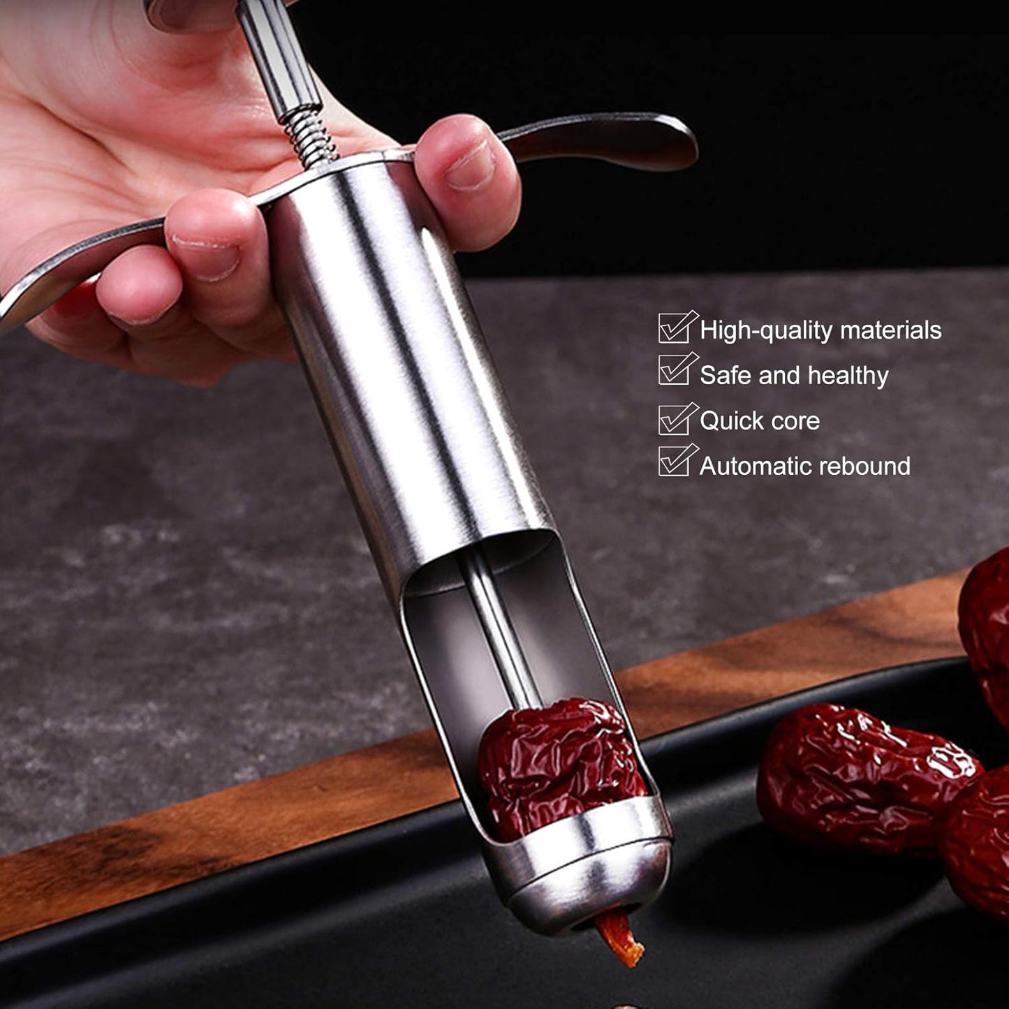 Red Dates Corer, Jujube Pitter Cherry Olive Corer Stainless Steel Fruit Core Remover Seed Push Out Tool Vegetable Tools Kitchen Gadgets for Red Dates Hawthorn Grape