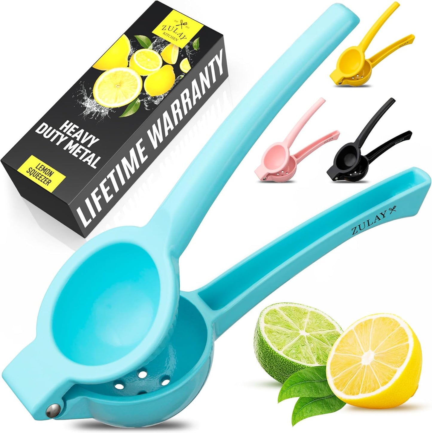 Zulay Kitchen Metal Lemon Squeezer - Handheld Lemon Juicer Squeezer - Easy to Use Citrus Juicer - Manual Press for Extracting the Most Juice Possible - Extracts Every Last Drop