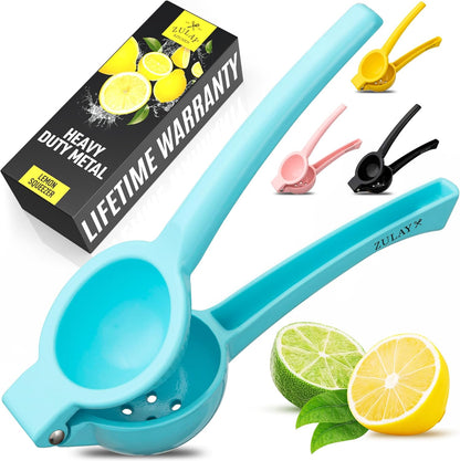 Zulay Kitchen Metal Lemon Squeezer - Handheld Lemon Juicer Squeezer - Easy to Use Citrus Juicer - Manual Press for Extracting the Most Juice Possible - Extracts Every Last Drop
