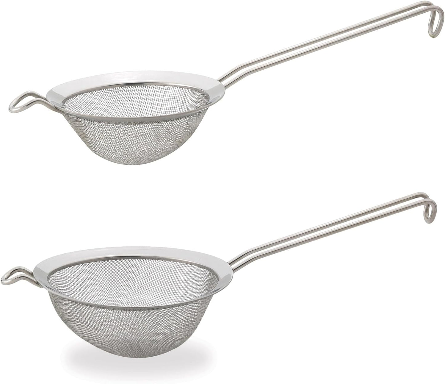 HIC Kitchen Fine Mesh Strainer With Helper Handle, 18/8 Stainless Steel, 6-Inch, For Sifting, Draining, And Straining Pasta, Vegetables, Stocks, And Sauces