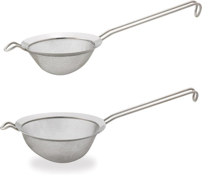 HIC Kitchen Fine Mesh Strainer With Helper Handle, 18/8 Stainless Steel, 6-Inch, For Sifting, Draining, And Straining Pasta, Vegetables, Stocks, And Sauces