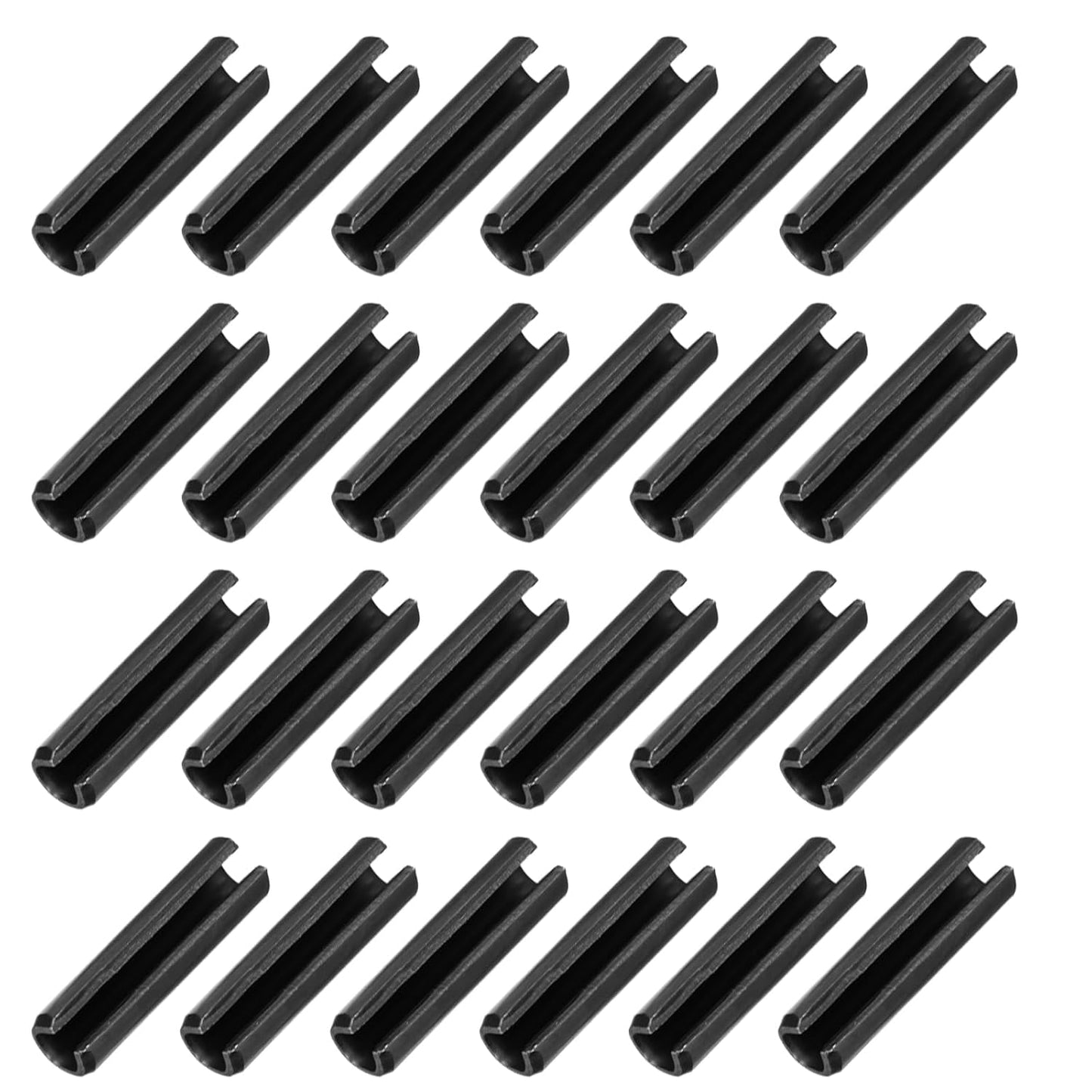 MECCANIXITY 25Pcs Slotted Split Roll Pins 1/2 Inch(12mm) Dia. 1-2/5 Inch(35mm) Length 65Mn Steel Spring Tension Expansion Dowels for Secure Fastening, Black - Colors A