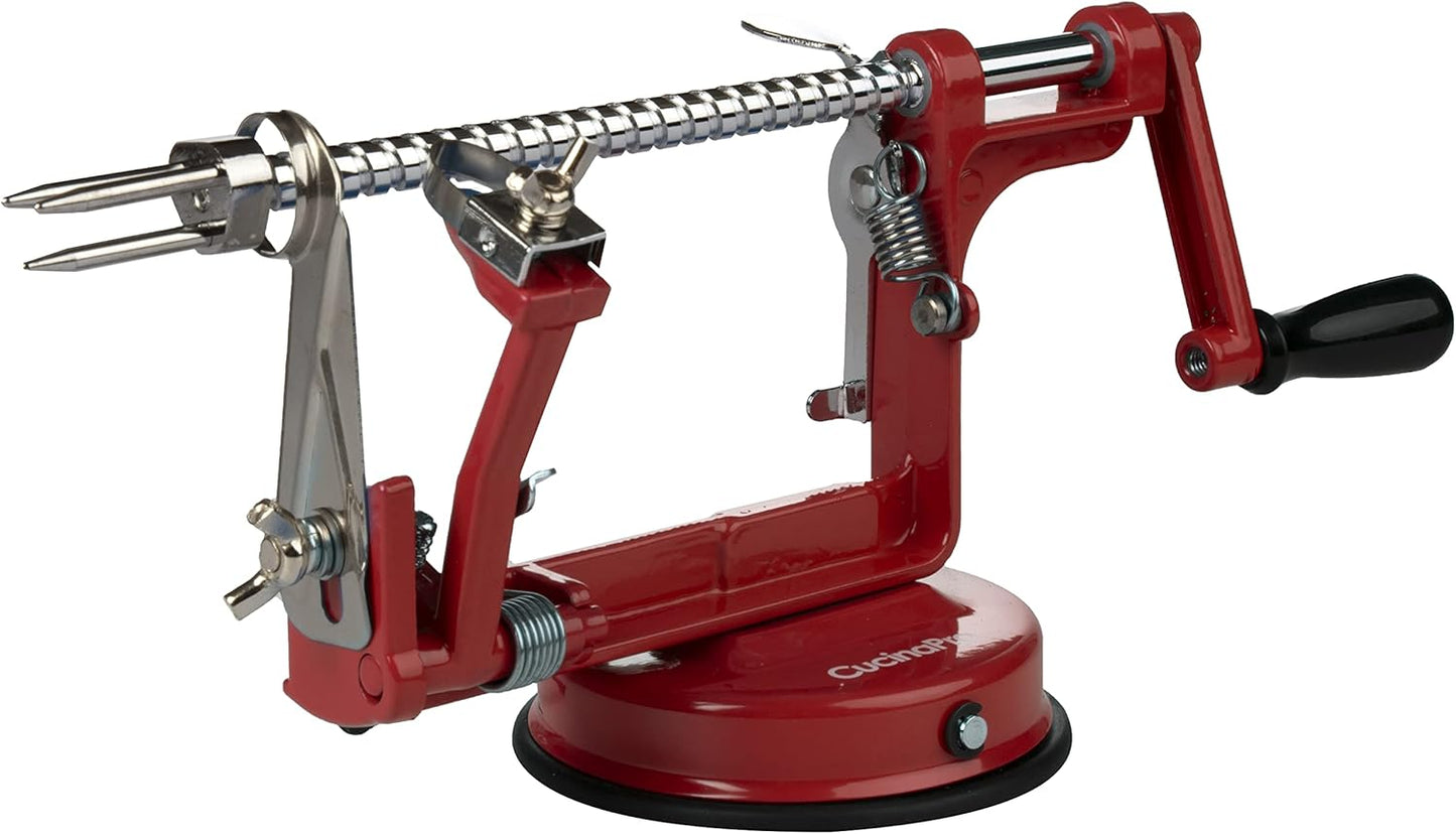 Apple Peeler and Corer - Durable, Heavy Duty Chrome Cast Iron with Powerful Countertop Suction, Hand Crank for Fruits, Apples, Potatoes or Veggies, Fall Picking Season and Holiday Pie Making Essential