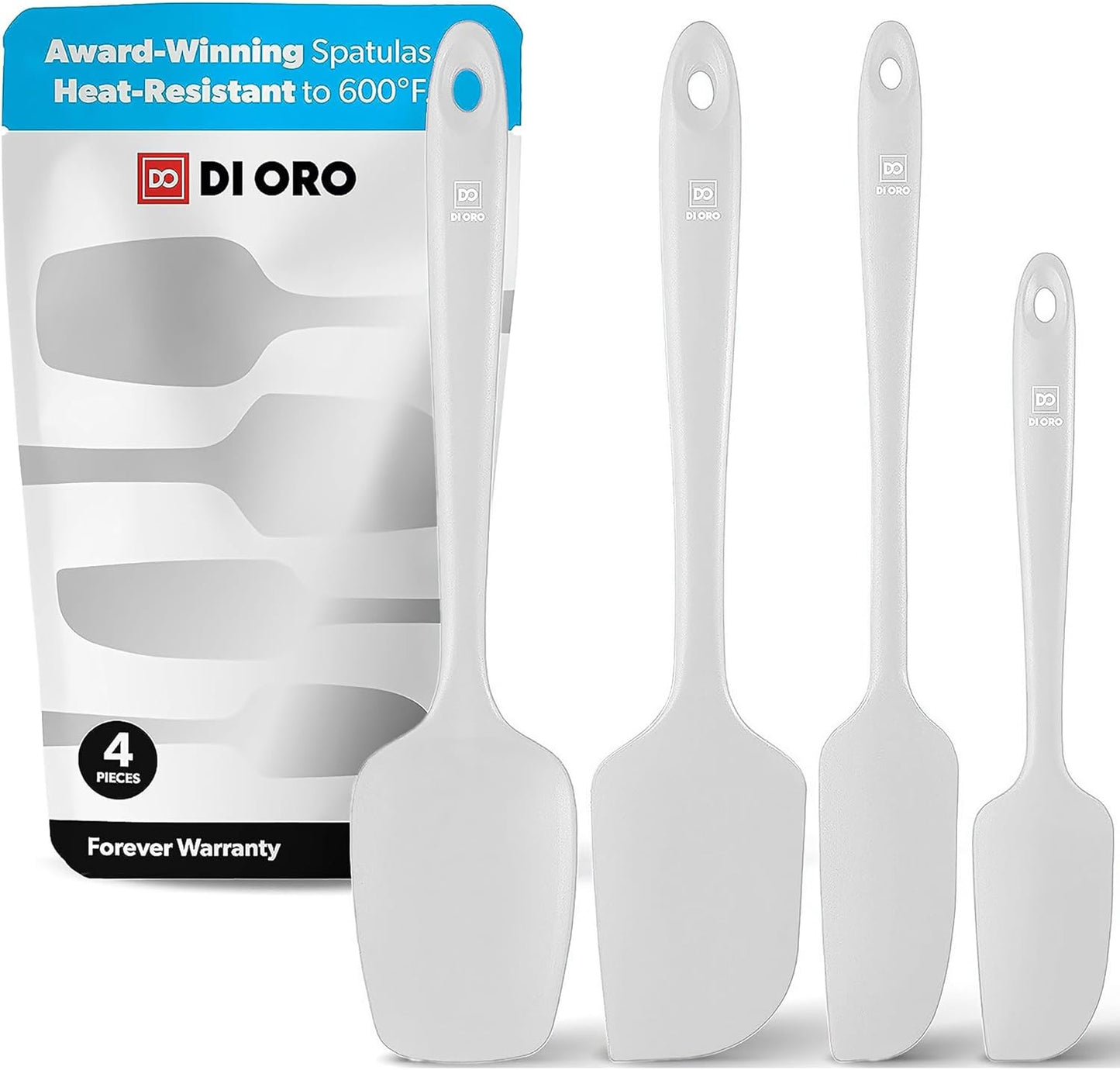 DI ORO Silicone Spatula Set - Rubber Kitchen Spatulas for Baking, Cooking, & Mixing - 600°F Heat-Resistant & BPA Free Silicone Scraper Spatulas for Nonstick Cookware - Dishwasher Safe (4pc, Black)