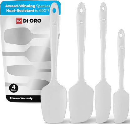 DI ORO Silicone Spatula Set - Rubber Kitchen Spatulas for Baking, Cooking, & Mixing - 600°F Heat-Resistant & BPA Free Silicone Scraper Spatulas for Nonstick Cookware - Dishwasher Safe (4pc, Black)
