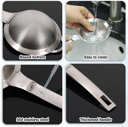 Small Fine Mesh Strainer with Handle Filter Sifter Strainer Punch Hole Stainless Steel Sieve Colander Metal Micro Sifter for Kitchen Juice Tea Baking Food Pasta Flour