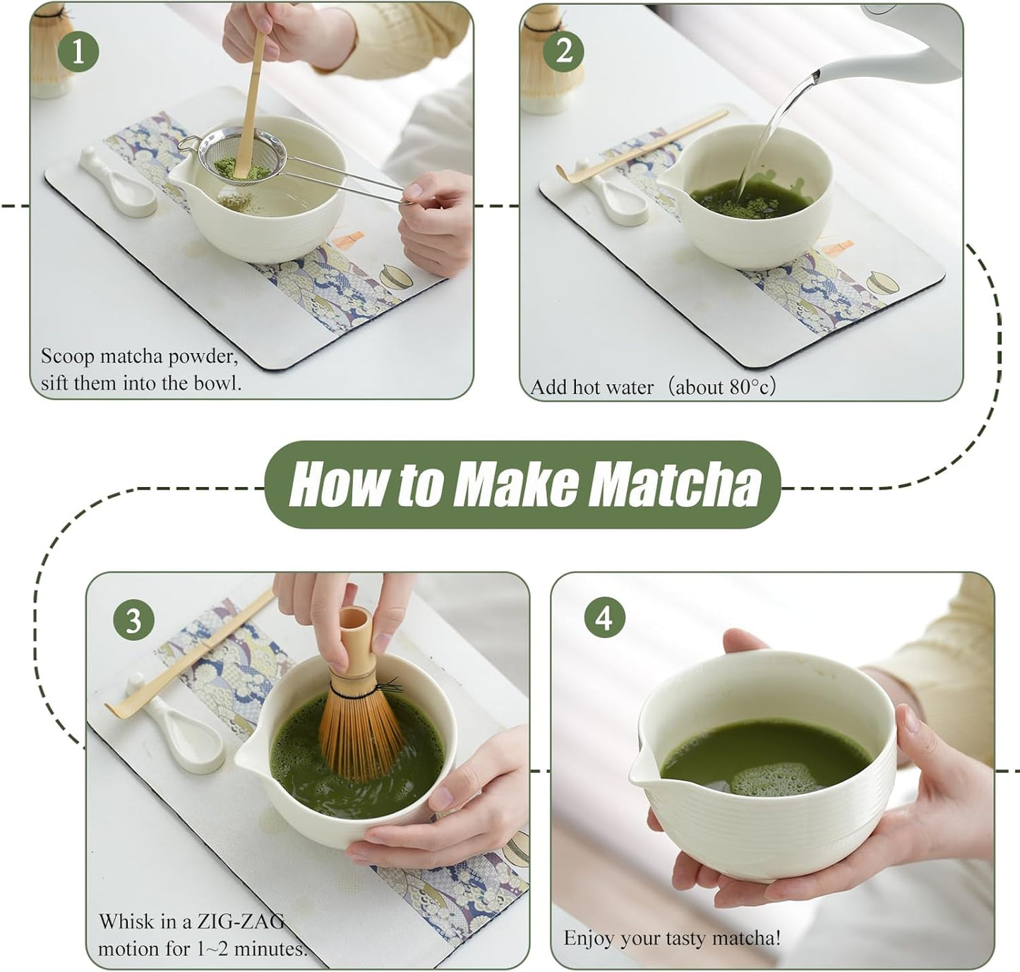 Clay&Fire Matcha Whisk Set, 9 pcs Ceramic Matcha Set, Gifts for Women,Matcha Bowl with Spout and Whisk, Matcha Kit for Matcha Lovers, Gift Mother's Day, Birthday, Anniversary