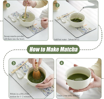 Clay&Fire Matcha Whisk Set, 9 pcs Ceramic Matcha Set, Gifts for Women,Matcha Bowl with Spout and Whisk, Matcha Kit for Matcha Lovers, Gift Mother's Day, Birthday, Anniversary