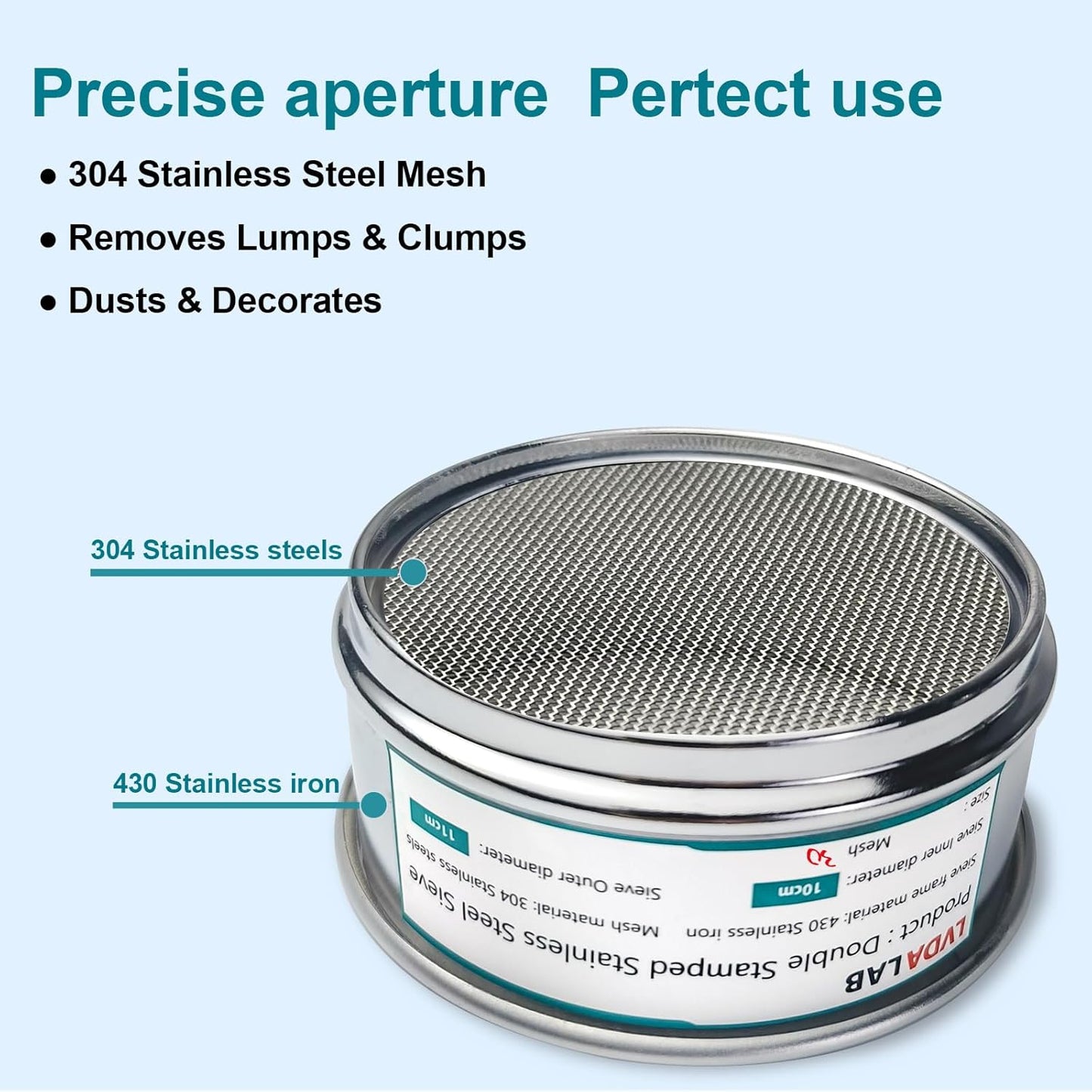 304 Stainless Steel Mesh Lab Sieve, 80 Mesh (0.2mm) Aperture Test Sieve, 4inch(10cm) Diameter Economy Standard Analysis Sample Test Sieves for Industrial Laboratory Homes - Colors B