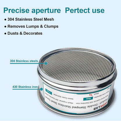 304 Stainless Steel Mesh Lab Sieve, 80 Mesh (0.2mm) Aperture Test Sieve, 4inch(10cm) Diameter Economy Standard Analysis Sample Test Sieves for Industrial Laboratory Homes - Colors B
