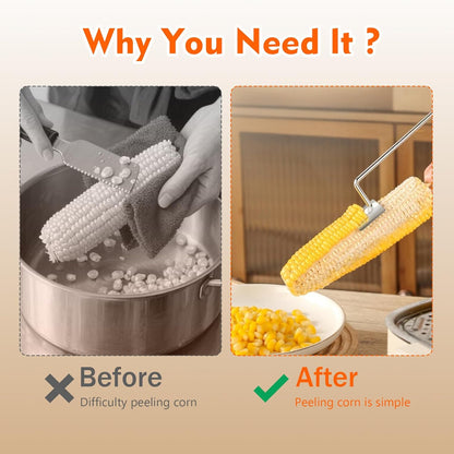 Corn Peeler for Corn on The Cob, 2025 New Stainless Steel Corn Cob Stripper Tool, Easy Clean Corn Cutter Remover for Home Kitchen Gadget (1 Pack)