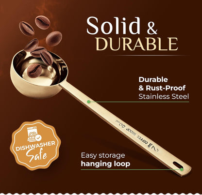 Orblue Premium Coffee Scoop Set - 1 Tbsp (15ml) & 2 Tbsp (30ml) Measuring Tablespoon - Stainless Steel Coffee Measuring Spoon and Scooper with Long Handles - Pack of 2 Black