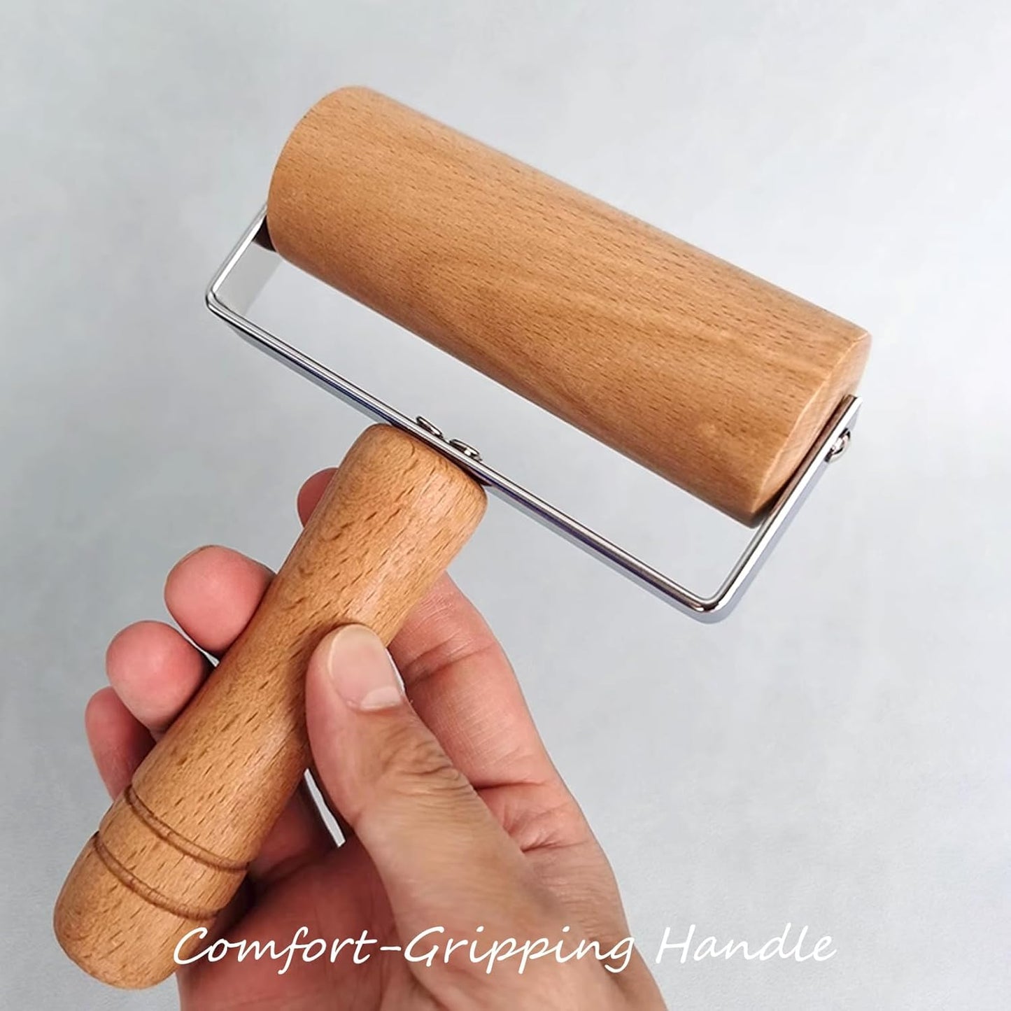 Small Rolling Pin, Wooden Dough Roller, Non-Stick Pizza Roller, T Type Rolling Pins for Kitchen Baking, Pizza Dough Press, 12 x 16.5 cm