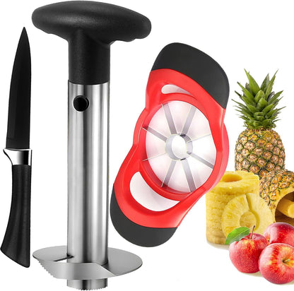 Pineapple Corer and Slicer, Stainless Steel Pineapple Cutter and Corer, Upgraded Pineapple Peeler and Apple Corer Tool with Pineapple Core Remover for Corer Tool Kitchen (Black)