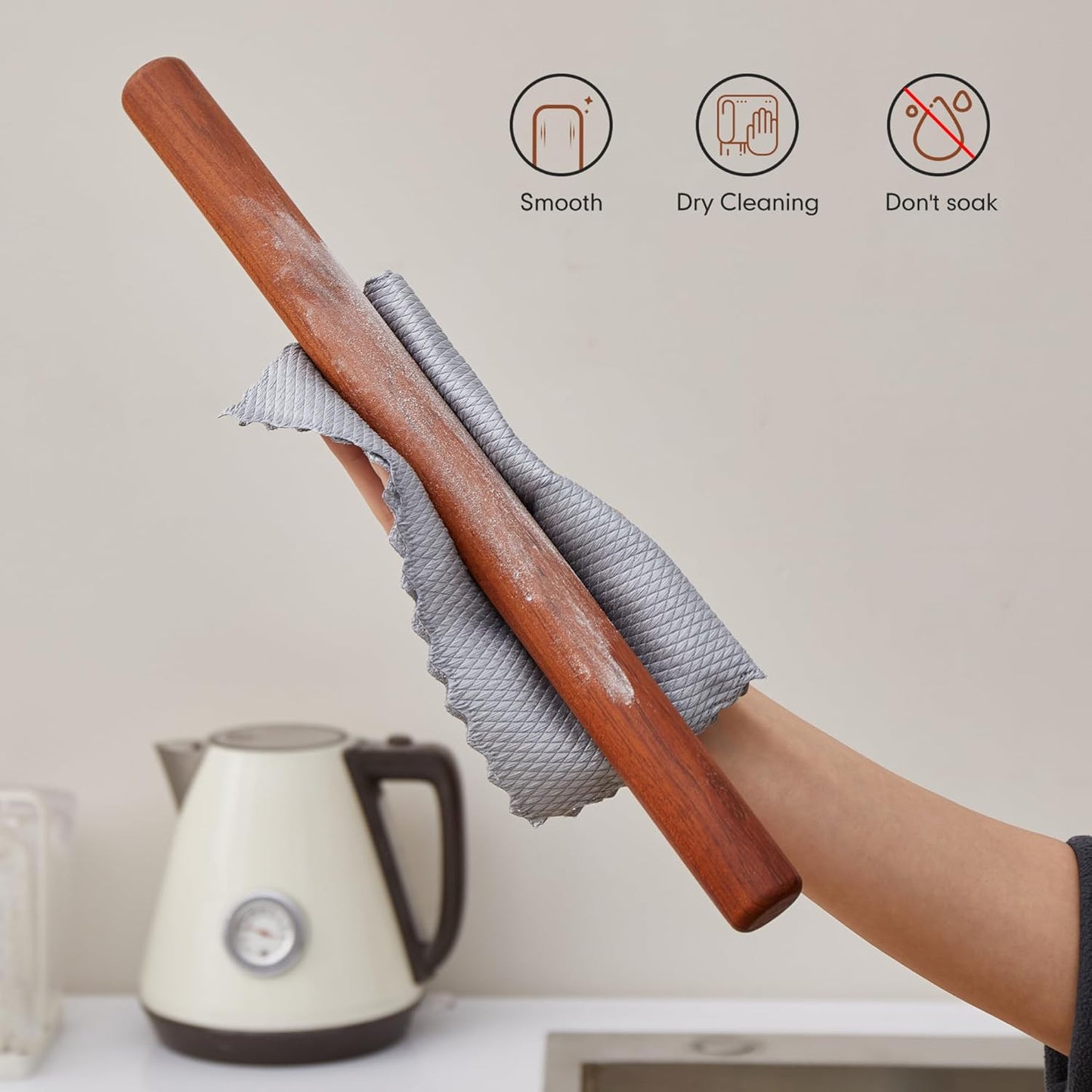 French Rolling Pin for Dough - Fulimax 16" Classic Wood Rolling Pins for Baking, Dough Roller for Fondant Pizza Pie Crust Cookie Pastry Pasta, Kitchen Baking Supplies, Beech Wood
