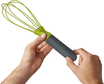 Joseph Joseph Twist Whisk 2-In-1 Collapsible Balloon and Flat Whisk Silicone Coated Steel Wire, Sky Blue