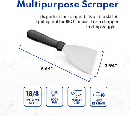 New Star Foodservice 38323 Plastic Handle Slant Edge Grill Scrapers, 4 by 8.5-Inch, Black