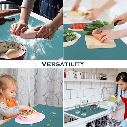 Standard Silicone Mat,Black Baking Mat-Food Grade Kids Dinner Table Placemat Non Slip Counter Mat with Raised Edges Heat Resistant Mat for Air Fryer Nonstick Pastry Dough Mat(1 Pack 23.6'' x 15.7'')