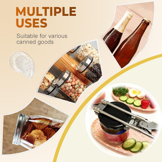 2026 New Kitchen Gadget Accessories, Adjustable Stainless Steel Jar Opener - Easy Grip for Weak Hands, Seniors, Men, Kids, Multifunctional Stainless Steel Can Opener