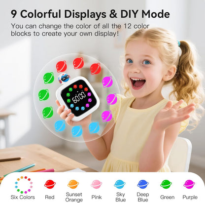Yunbaoit Digital Visual Timer for Kids, Rechargeable 99-Minute Silent Countdown Timer with 19 Ringtones, 9 Optional DIY Color Star Display, Time Management Tool with Pause Function (Rainbow)