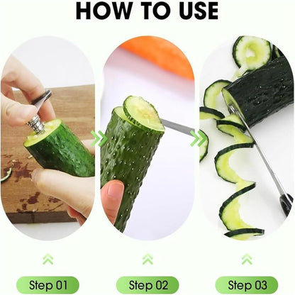 Potato Spiralizer, Spiral Slicer, Kitchen Spiralizer for Potatoes and Veggies Quick Uniform Spirals, Easy to Use and Clean, For Carrots Zucchini and Vegetables (3pcs)