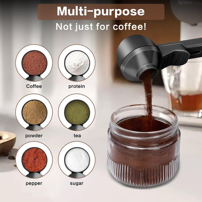 2-in-1 Coffee Scoop with Funnel, 2 Teaspoon Measuring Spoon for Reusable K Cups, Ground Coffee, Protein Powder & Tea, Mess-Free Plastic Design (Pink)