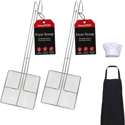 2PCS - Kitchen Spider Fryer Scoop Fry Skimmer Fryer Skimmer (2 spoons + 1 apron + 1 chef's hat)
