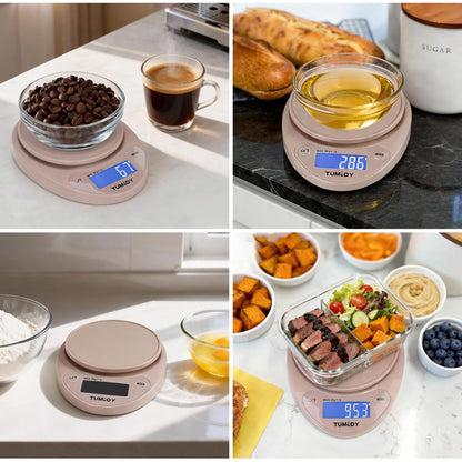 Small Digital Kitchen Scale Food - 11lb/5kg Kitchen Weight Scale with LCD Display for Weight Loss, Sourdough Bread, Baking, Cooking, Keto and Meal Prep, 1g Precision, Batteries Included, Blue