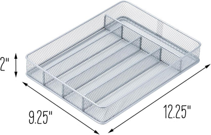 Honey-Can-Do Expandable Steel Mesh Drawer Organizer, 7 Compartments, Silver, Adjustable 11.5 to 20 Inches Wide