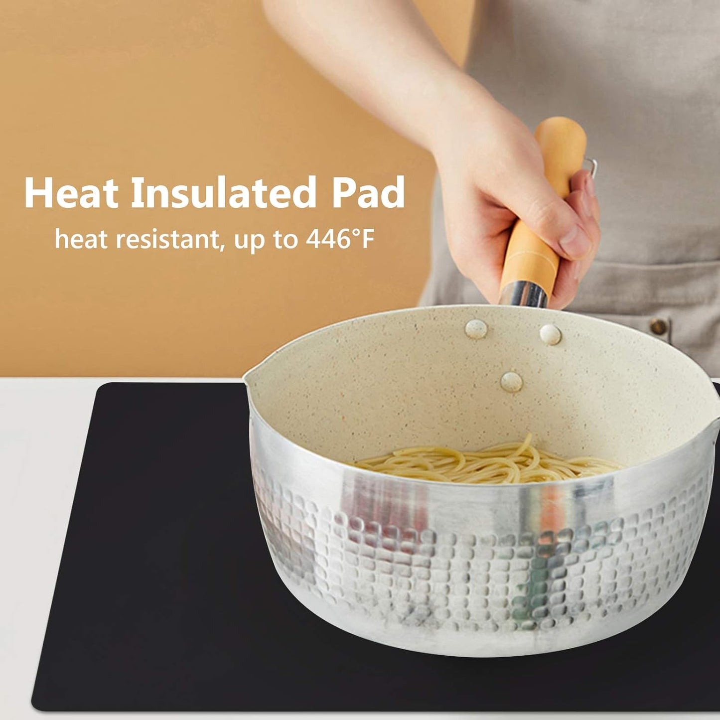 Gartful Silicone Mats for Kitchen Counter, Large Silicone Countertop Protector 25" by 17", Nonskid Heat Resistant Desk Saver Pad, Multipurpose Mat, Placemat, Black