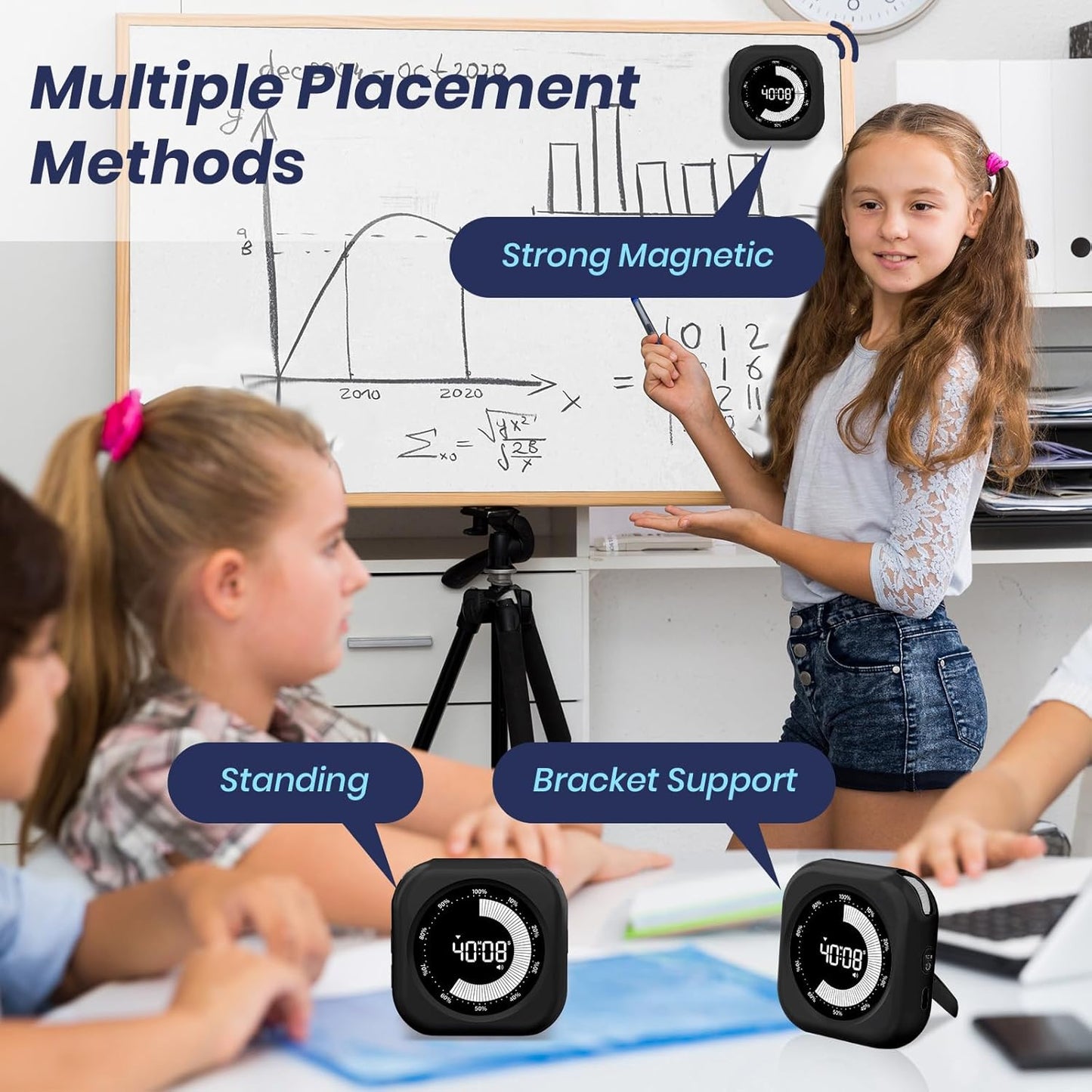 PERSUPER Visual Timer for Kids, 10 Hours Countdown/Up, with Rechargeable, 3 Volume Levels, 3 Brightness Display, and Magnetic, Homeschool Study Tool, Large Digital Timers for Classroom, Kitchen