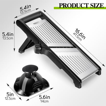 MASTERTOP Mandoline Slicer, 5 in 1 Mandoline Food Slicer for Kitchen,Stainless Steel Mini Vegetable Slicer with Safety Glove & Cleaning Brush,Adjustable Vegetable Chopper for Potatoes