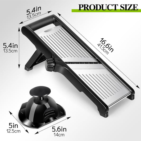 MASTERTOP Mandoline Slicer, 5 in 1 Mandoline Food Slicer for Kitchen,Stainless Steel Mini Vegetable Slicer with Safety Glove & Cleaning Brush,Adjustable Vegetable Chopper for Potatoes