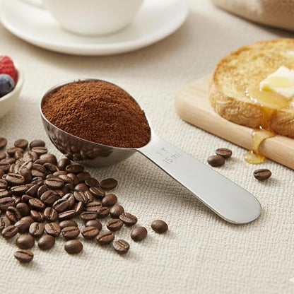 2PCS Coffee Scoop: 1 Tbsp (1/16 Cup / 0.5 Oz / 15Ml) Measuring Spoons Stainless Steel Rose Gold Set for Ground Coffee Protein Powder & Spices Short Handle Fits into Canisters