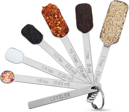 Copper Measuring Cups and Spoons Set, Stainless Steel Measuring Cups and Spoons Set 12, Metal Measuring Cups Set, 5 Measuring Cup Set and 6 Copper Measuring Spoons &Leveler for Kitchen