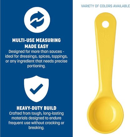 Carlisle FoodService Products 492104 Measure Miser Solid Measuring Spoon with Short Handle, 1 Ounce, Yellow
