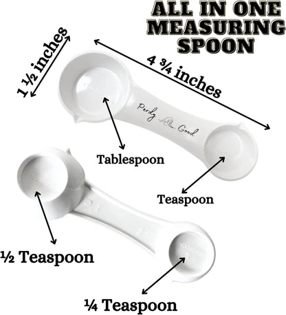 All in One Measuring Spoon for Baking & Cooking – 1 Tbsp, 1 Tsp, 1/2 Tsp, 1/4 Tsp – Durable Plastic, Dishwasher Safe – Accurate Dry & Liquid Measure – Rugged Kitchen Tool – Made in USA