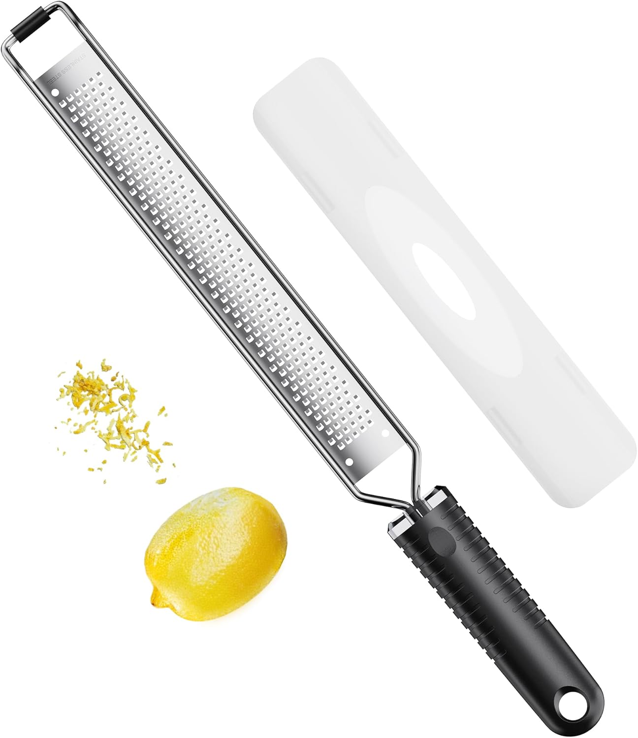 Lemon Zester and Cheese Grater with Secure-Grip Handle - Stainless Steel, 15x1.4 inches