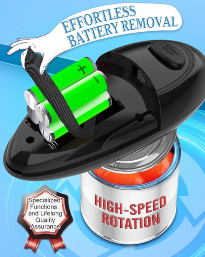Auto Electric Can Opener, Fast & Efficient Automatic Hands-Free Can Opener, Easy to Use, Compact & Portable, Smooth Edge, Battery Operated, Easy Open for Arthritis & Seniors, Fits All Can Sizes -Black
