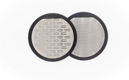 Microplane 2-Piece Ultimate Mason Jar Lid Grater Set, Fine & Ribbon Stainless Steel Blades, Fits Wide Mouth Canning Jars, Shaker Holes, Zester & Cheese/Spice Grater, Handheld Stainless Steel Rasp