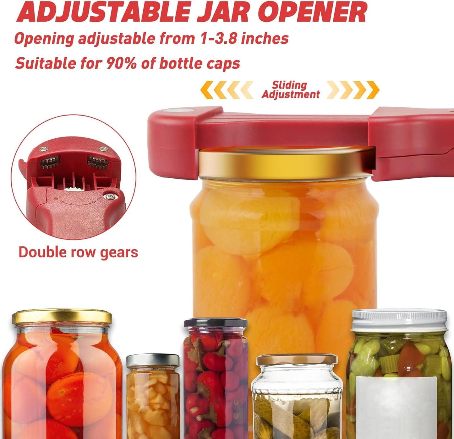 7 in 1 Jar Opener Bottle Opener and Wine Opener for Seniors with Arthritis, Weak Hands, Multi Retractable Magnetic Can Opener, Original Kitchen Lid Opener Tool (Black)