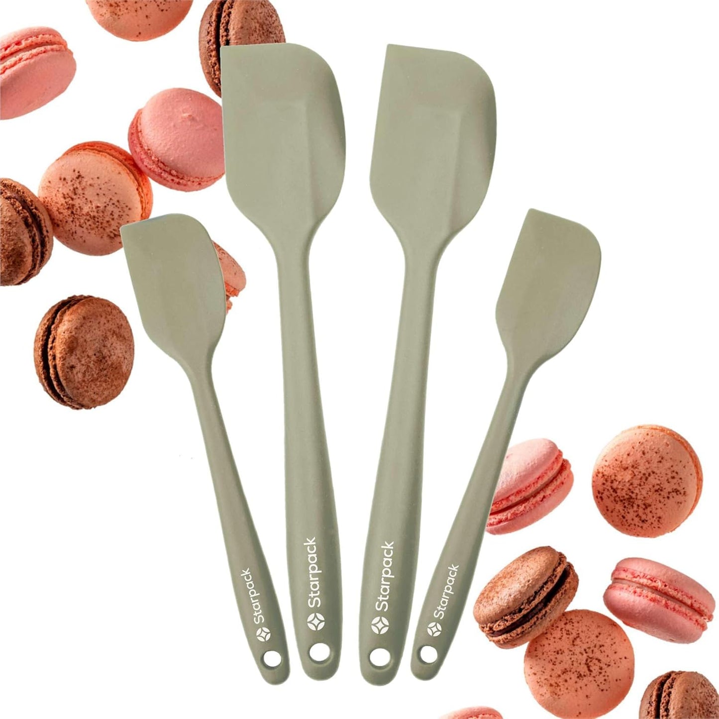 Starpack 'Scrape and Stir' Silicone Rubber Spatula Set (4-Piece) - LFGB Non Toxic, 600°F Heat Resistant, BPA-Free, One-Piece Kitchen Baking Spatulas - Dishwasher Safe for Nonstick Cookware Earthy Pink