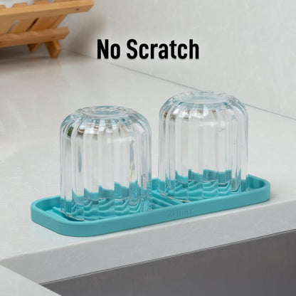 Zulay Kitchen (9x3.5in Sponge Holder for Kitchen Sink - Flexible Heavy-duty Multipurpose Sink Caddy - Counter Organizer for Kitchen, Bathroom, Makeup, Trinkets & More! (Grey)