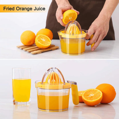 Drizom Citrus Lemon Orange Juicer Manual Hand Squeezer, Fruit Juicer Lime Press with Built-in Measuring Cup and Grater and Egg separator, Non-Slip Silicone Handle, 20OZ